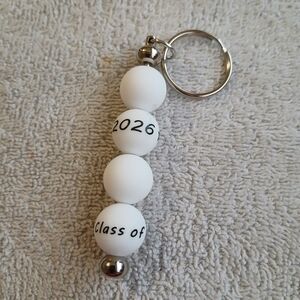 Class of 2026 White Bead Keychain